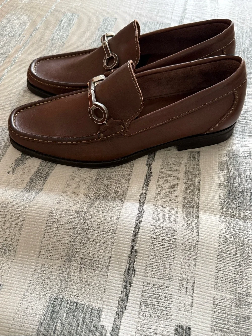Sandro Moscoloni Brown Leather Bit Loafers with Silver Hardware